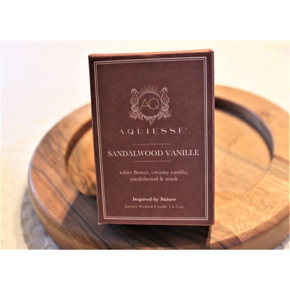 New Aquiesse Sandalwood Vanille 6.5oz Luxury Soy Candle Boxed